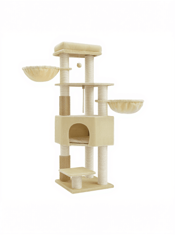 Feandrea Katzenbaum Clawfy in Sandbeige-Beige - (B)50 x (H)160 x (T)50 cm