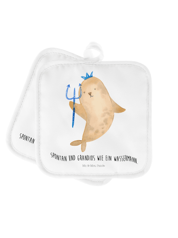 Mr. & Mrs. Panda topfhalter Sternzeichen Wassermann mit Spruch in Weiß