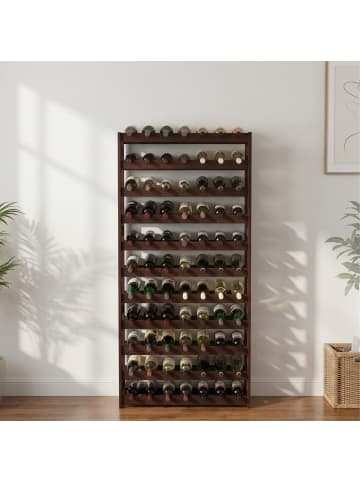 relaxdays Weinregal in Dunkelbraun  - (B)72,5 x (H)166 x (T)25 cm