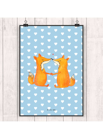 Mr. & Mrs. Panda Wandbild Füchse Liebe ohne Spruch in Blau Pastell