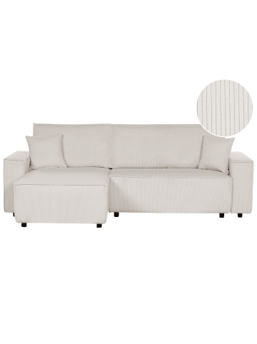 Beliani Ecksofa ABACKA in Weiß/Schwarz - (W) 247 x (H) 90 x (L) 147 cm