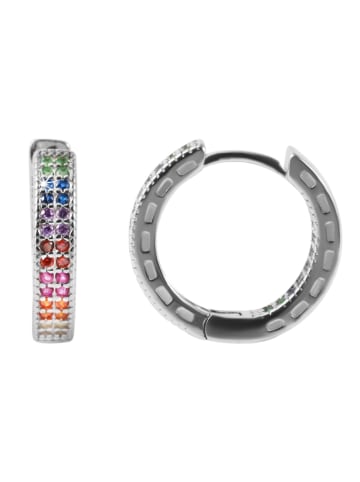 Adeliás Damen Ohrringe – Klappcreole aus 925 Silber mit Zirkonia in silber