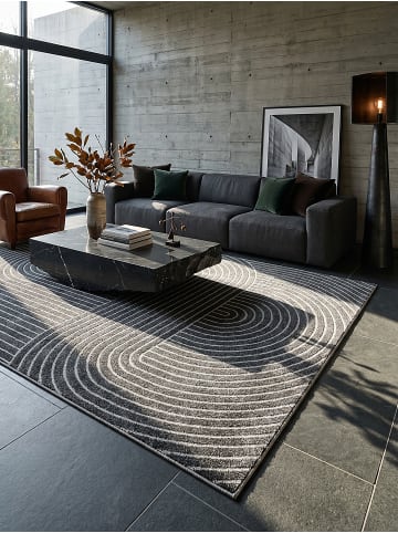 KADIMA DESIGN Teppich Outdoor Geometrisch pflegeleicht Balkon Terrasse Outdoor in Anthrazit