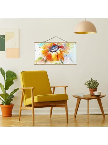 WALLART Stoffbild mit Posterleisten - Painted Sunflower in Orange