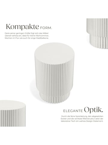 tectake Runder Ablagetisch, wetterfest, Betonoptik, vertikale Rillenstruktur