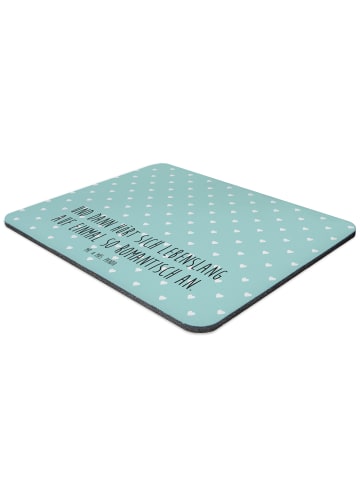 Mr. & Mrs. Panda Mauspad Füchse Liebe mit Spruch in Türkis Pastell