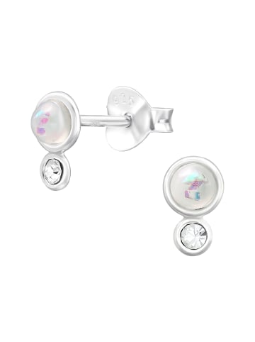 Alexander York Ohrstecker GEO-OPAL weiß mit Kristall in 925 Sterling Silber, 2-tlg.