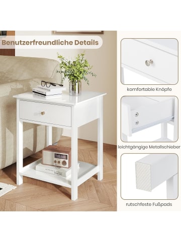 COSTWAY Nachttisch 48 x 40 x 58 cm in Weiß