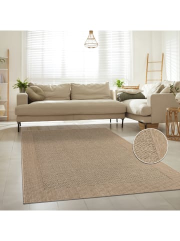 KADIMA DESIGN Teppich Kurzflor Unifarben Bordüre Wohnzimmer schmutzabweisend in Beige