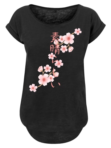 F4NT4STIC Long Cut T-Shirt Kirschblüten in schwarz