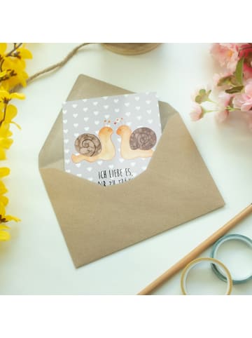 Mr. & Mrs. Panda doppelkarte Schnecken Liebe mit Spruch in Grau Pastell
