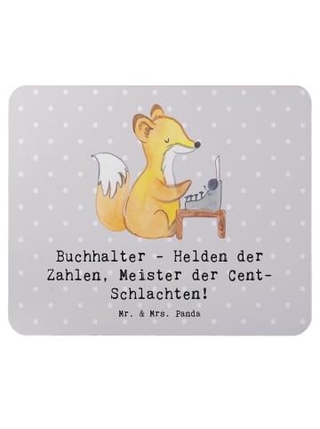 Mr. & Mrs. Panda Mousepad Buchhalter Helden mit Spruch in Grau Pastell
