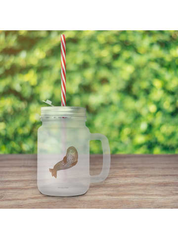 Mr. & Mrs. Panda Trinkglas Mason Jar Robbe Lachen ohne Spruch in Transparent