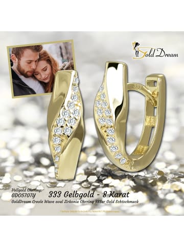 GoldDream Echtgold, 333er Gelbgold Damen Creolen Wave Ohrring ca. 14mm ca. 12mm
