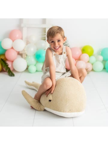 Crochetts XXL Wal-Kuscheltier in Beige – (B)95 x (H)33 x (T)43 cm