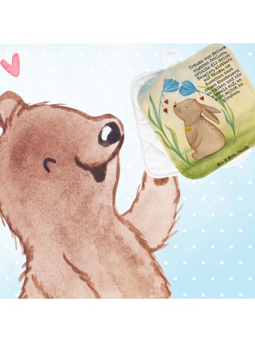 Mr. & Mrs. Panda Topfuntersetzer Hase Blume Design mit Spruch in Weiß