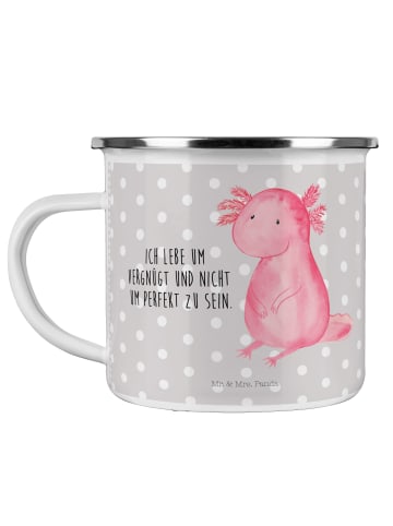 Mr. & Mrs. Panda Emailletasse Axolotl Niedlich mit Spruch in Grau Pastell