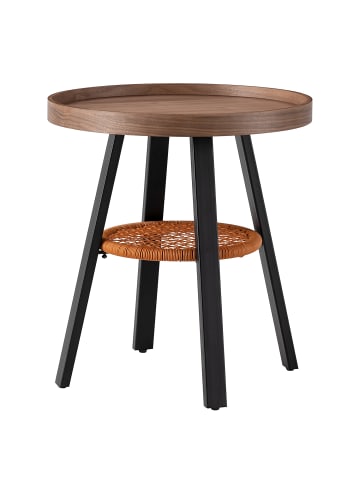 home24 home24 Beistelltisch aus furniertem MDF & Metallgestell in Walnuss in Walnuss