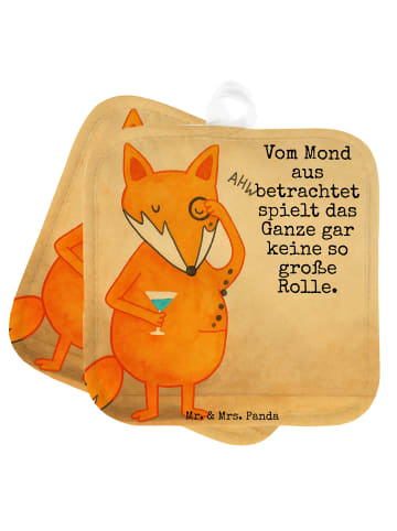 Mr. & Mrs. Panda Kochlappen Fuchs Lord Design mit Spruch in Weiß