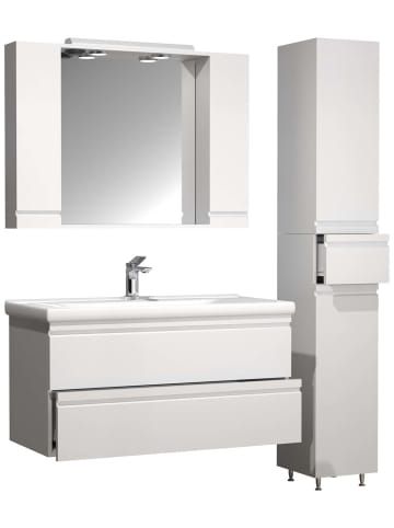 ebuy24 Badmöbelset SiloraXL Weiß 130 x 46 cm