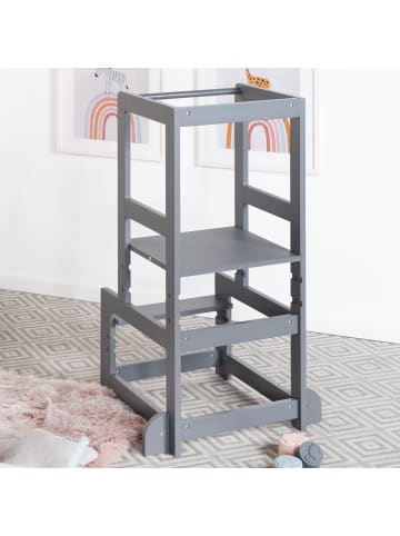 roba Montessori Lernturm – sicherer Kinder-Tritthocker aus Holz, anthrazit