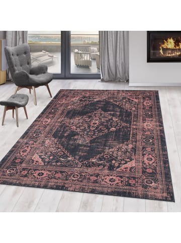 KADIMA DESIGN Teppich Waschbar Flachgewebe Orientalisch Polyester Wohnzimmer in Rot