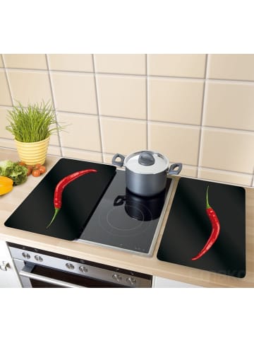 Wenko Herdschutzplatten, HOT CHILI, 2 Stück in Schwarz, (B) 30 x (L) 52 cm