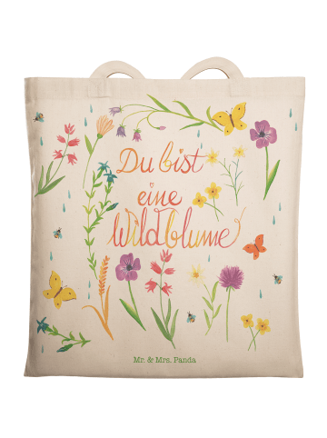 Mr. & Mrs. Panda Tasche Du bist eine Wildblume mit Spruch in Bunt