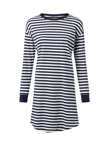 Skiny Pyjama-Shirt in marine weiß