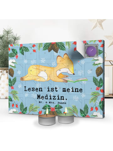 Mr. & Mrs. Panda Adventskalender Fuchs Lesen mit Spruch in Eisblau