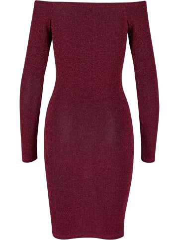 Urban Classics Urban Classics Damen Ladies Off Shoulder Longsleeve Glitter Dress in burgundy