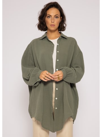 SASSYCLASSY Ultra Oversize Musselin-Blusenhemd lange Variante in Khaki