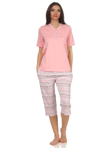 NORMANN Capri Pyjama kurzarm Ethnolook - 53578 in rosa