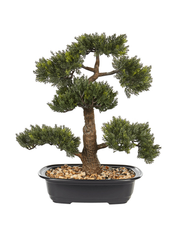 Beliani Kunstpflanze PINE in Grün/Schwarz - (W) 34 x (H) 44 x (L) 7 cm