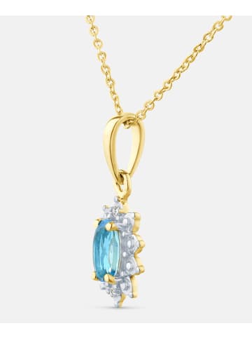 Diamant L'éternel Kette mit Anhänger, mit Blautopas, 375 Gelbgold