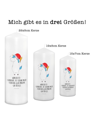 Mr. & Mrs. Panda Kerze Einhorn Weihnachtsmann mit Spruch in Weiß