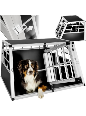 tectake Hundetransportbox doppel  mit schützenden Kunststoffecken, schwarz