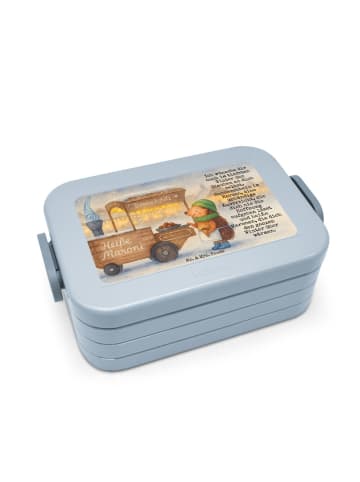 Mr. & Mrs. Panda Lunchbox Igel Maronen Design mit Spruch in Blau Pastell
