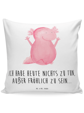 Mr. & Mrs. Panda Sofa Kissen Axolotl Hurra mit Spruch in Weiß