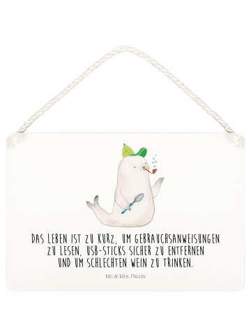 Mr. & Mrs. Panda Deko Schild Robbe Sherlock mit Spruch in Weiß