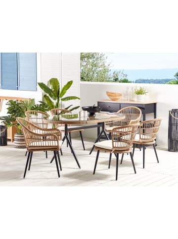 Beliani 13-tlg Gartentisch Set ALIANO II in Naturfarben/Beige/Schwarz