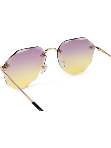 styleBREAKER Piloten Sonnenbrille in Gold / Violett-Gelb Verlauf