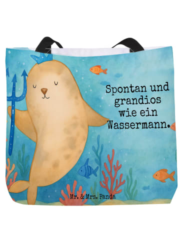 Mr. & Mrs. Panda Shopper Sternzeichen Wassermann Design mit Spruch in Weiß