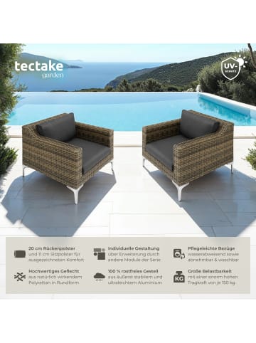 tectake Modulares Rattanset aus Aluminium, Dicke der Sitzpolster 11 cm