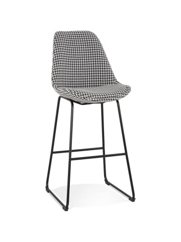 KADIMA DESIGN Bar-Sessel Hahnentritt-Muster Stoffbezug & Metallfüße in Weiß/Schwarz