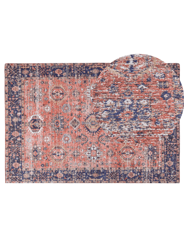 Beliani Kurzflor KURIN in Blau/Rot - (W) 140 x (L) 200 cm