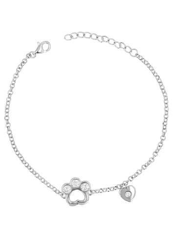 Adeliás Damen Armband – Herz aus 925 Silber mit Zirkonia 17 cm in silber