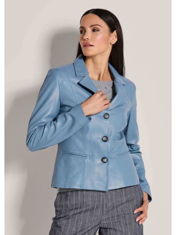 MADELEINE Kurzblazer aus Lammnappa-Leder in rauchblau / metallic