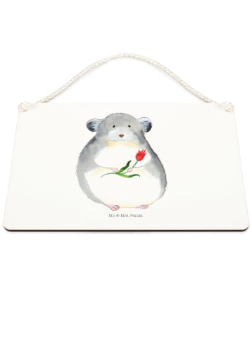 Mr. & Mrs. Panda Deko Schild Chinchilla Blume ohne Spruch in Weiß