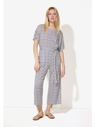 More & More Printjumpsuit in small ethnic print blue and clay brown